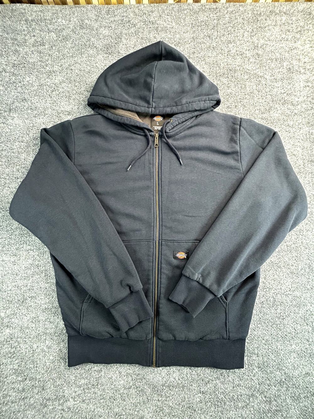 Dickies Full Zip Hoodie Jacket Men's Large Dark Navy Blue Fleece Lined Workwear